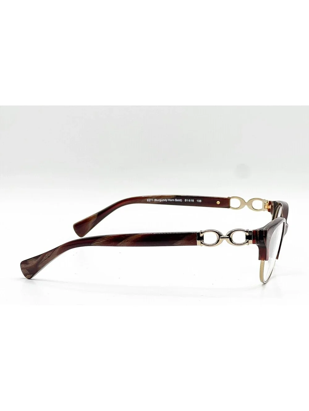 Coach HC 5063 5271 Burgundy Horn Gold Cat Eye Eyeglass Frames 51-16-135